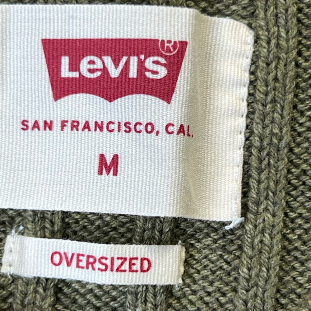 Levi's V-Neck Green and Yellow Oversized Wool-Cotton Blend Sweater Size M - Picture 2 of 9